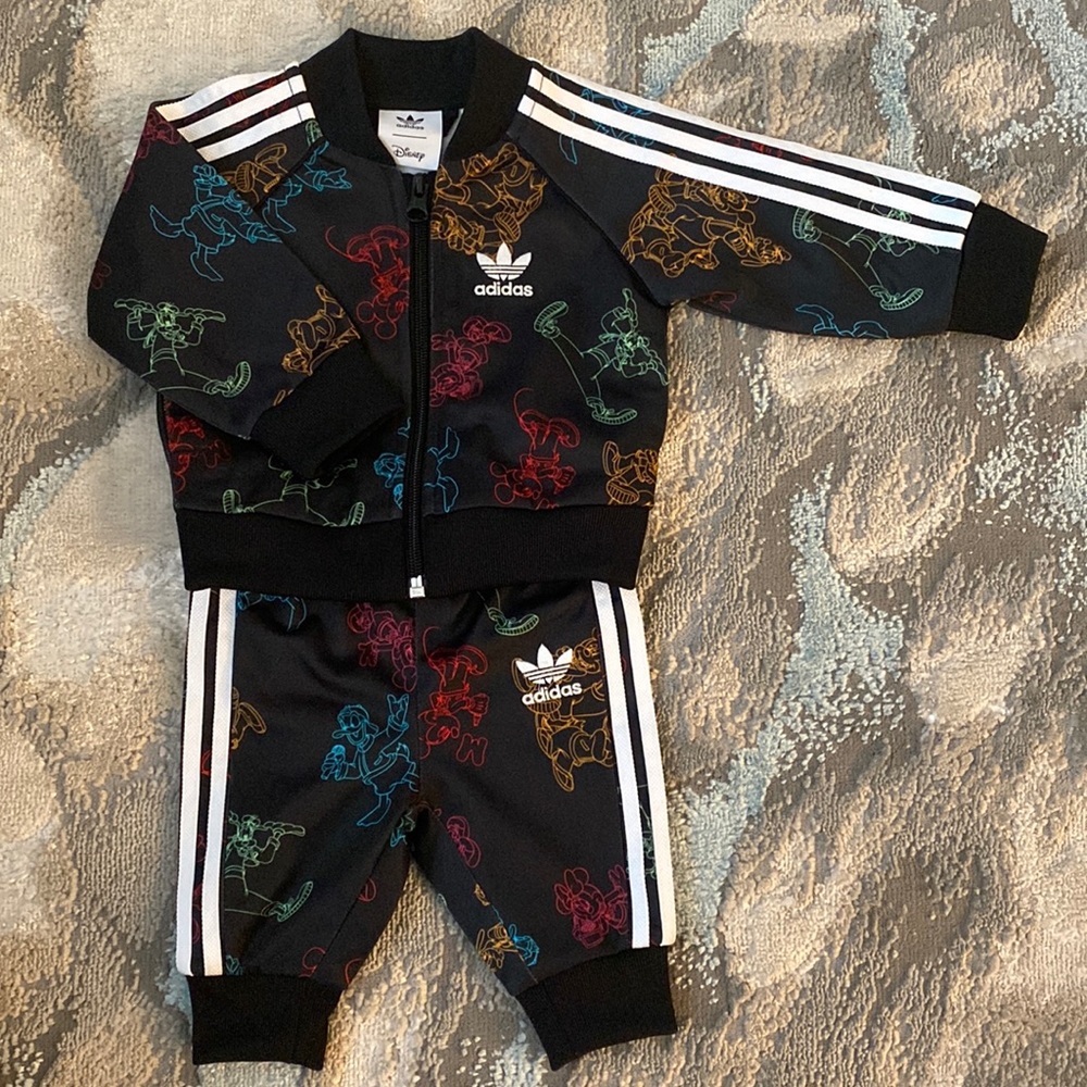 ADIDAS TRICOT TRACK SUIT INSPIRED DISNEY DESIGN Black 0-3 Months